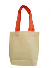 Mini natural budget tote with Orange handles