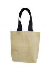 Mini natural budget tote with Black handles