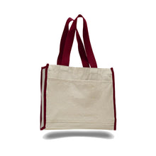 Heavy Duty Gusseted Canvas Tote with Colored Handles