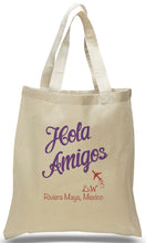 "Hola Amigo!" Tote Made of All Cotton Canvas Personalized with Names, Location and Date, Great for Weddings, Travel Clubs, Welcome Centers and Much More! Just $3.99 Each.