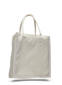 Quality All Cotton Canvas Tote with Stripe Accent Available at Wholesale Prices! Just $3.29 Each. 