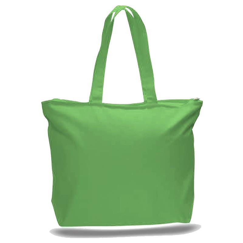 Large Cotton Canvas Zippered Tote Bag