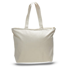 Big All Cotton Canvas Tote with Zippered Closure, an Ideal Canvas Bag and Travel Case, Available at Wholesale Prices! Just $3,89 Each.