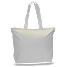 Big All Cotton Canvas Tote with Zippered Closure, an Ideal Canvas Bag and Travel Case, Available at Wholesale Prices! Just $3,89 Each.
