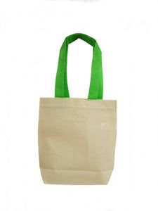 Mini natural budget tote with Lime Green handles
