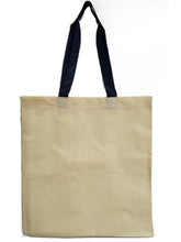 Natural Polypropylene tote with Navy Blue Handles