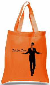 Trick or Treat Tote for Halloween with Skeleton in Suit