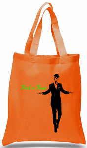 Trick or Treat Tote for Halloween with Skeleton in Suit