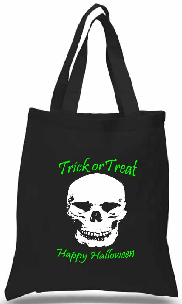 Halloween Trick or Treat Tote with Skull