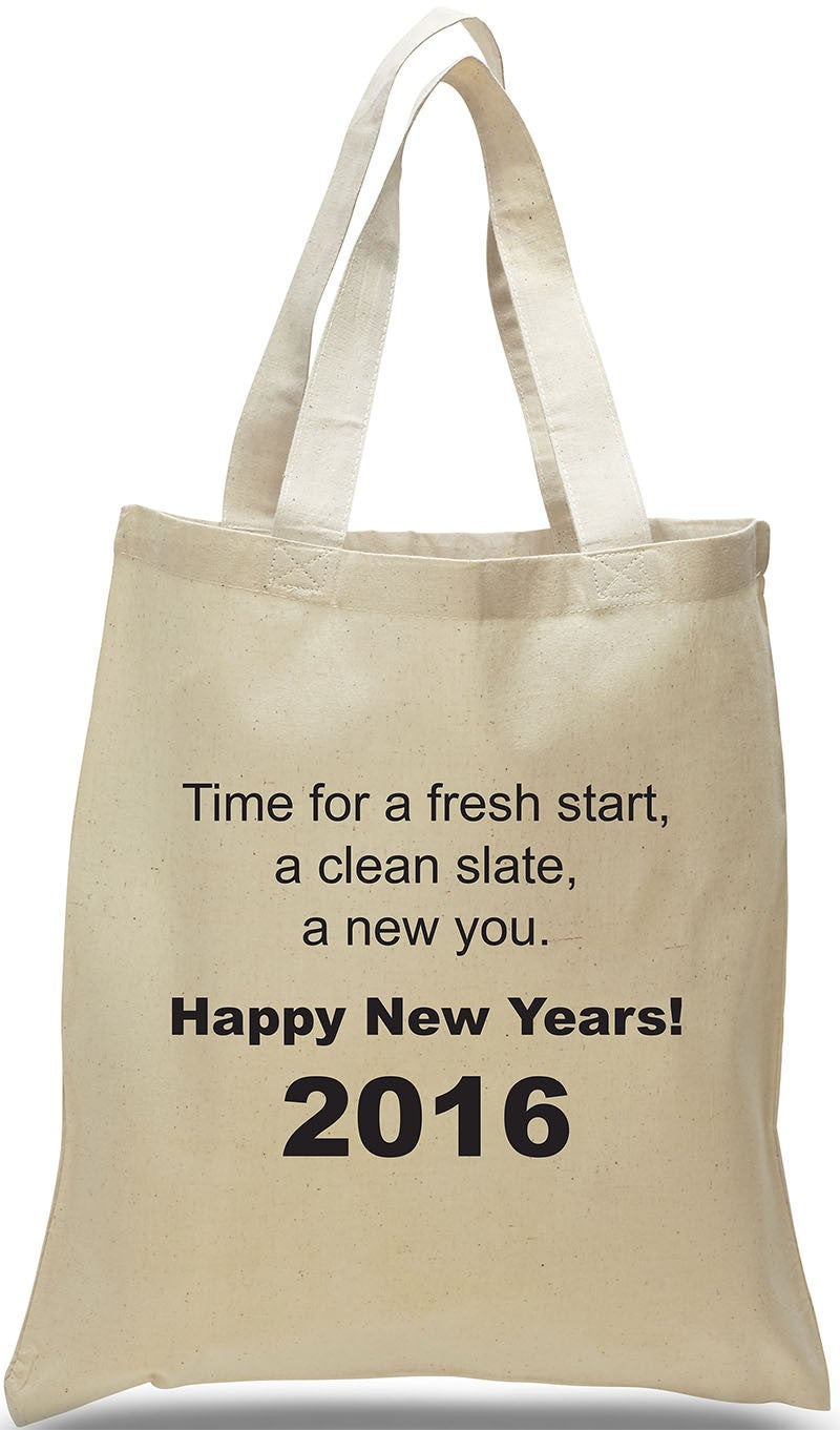 New Year's All Cotton Canvas Tote with Inspiring Message, 