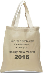 New Year's All Cotton Canvas Tote with Inspiring Message, "New Year, New You", Great for Self-Help Groups and Clubs Available at Discount and Wholesale Pricing at Cheap Totes. 