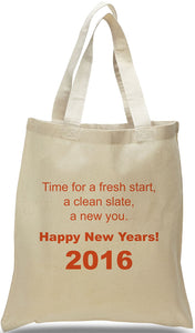 New Year's All Cotton Canvas Tote with Inspiring Message, "New Year, New You", Great for Self-Help Groups and Clubs Available at Discount and Wholesale Pricing at Cheap Totes. 