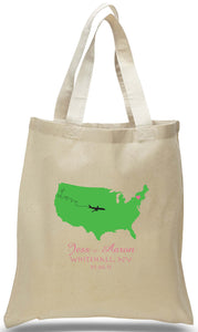 100% Cotton Canvas Tote Designed for Weddings, Travel Clubs and Organizations Available at Discount and Wholesale Prices.