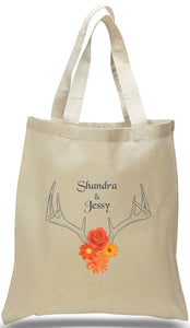 Antlers and Flowers Wedding Totes