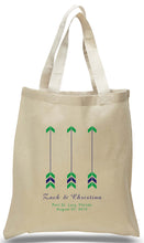 All Cotton Canvas Wedding Welcome Tote with Cupid's Arrows and Customized with Names of the Bride and Groom, Date and Location, Just $3.99 Each.