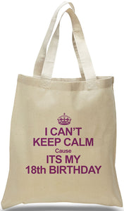 18th Birthday All Cotton Canvas Gift Tote Just $3.99 Each.