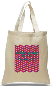 Artwork by the Famous Chevron on All Cotton Natural Color Canvas Tote Just $3.99, These Totes May Be Personalized For Weddings, Travel Clubs and Events. 