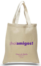 "ihol amigos!" All Cotton Travel Welcome Tote Personalized with Names, Date and Location Ideal for Weddings and Travel Clubs Just $3.99 Each.