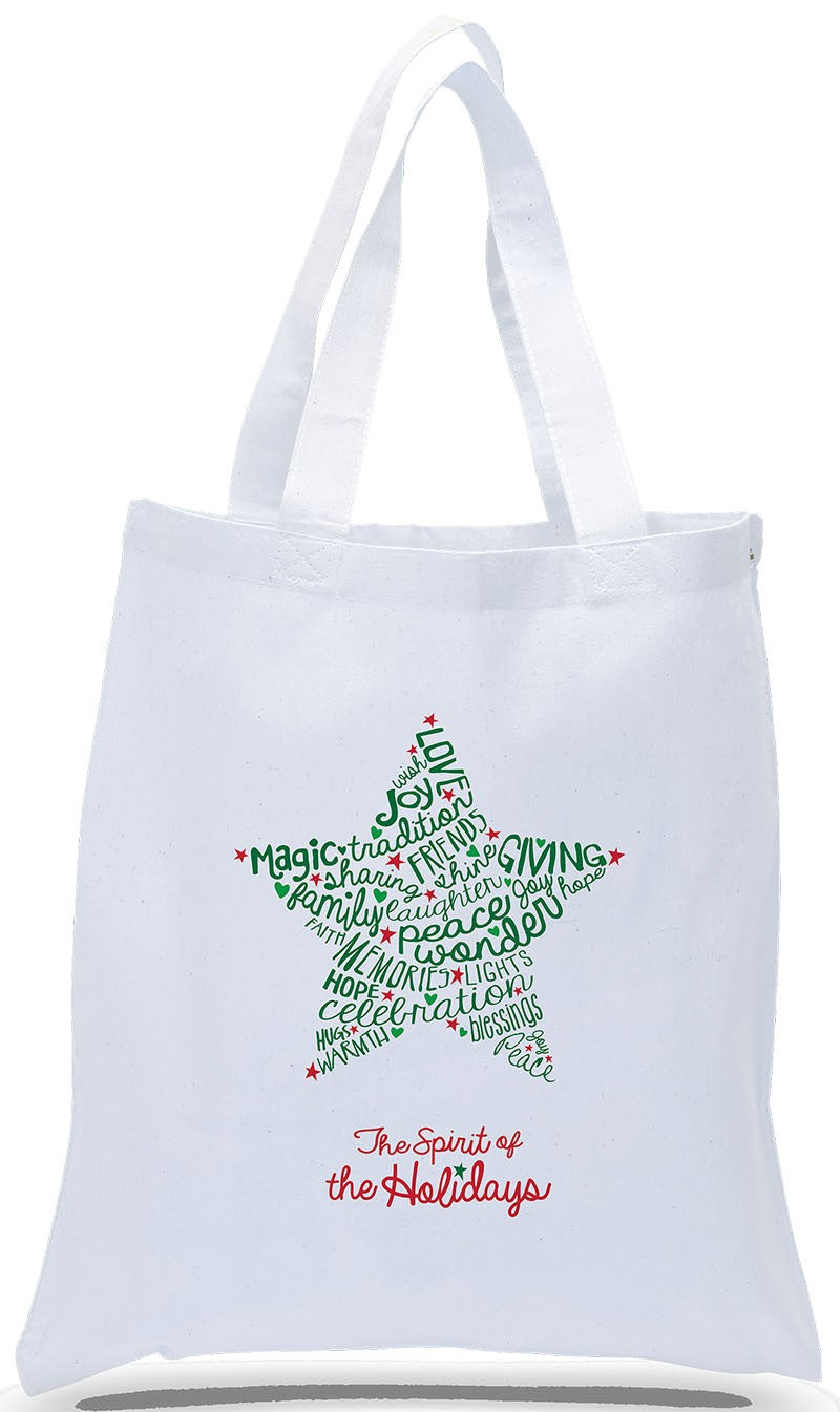 Holiday Gift Tote Bag with Contemporary Star Design on All Cotton White Canvas Just $3.99 Each.