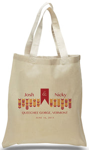 Wedding Welcome Tote Bag Made of 100% Cotton Customized with Names of Bride, Groom, Date and Location Just $3.99 Each.