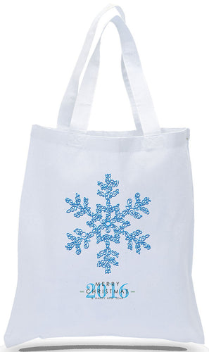 All Cotton White Canvas Christmas Gift Tote Bag with Snowflake Just $3.99 Each.