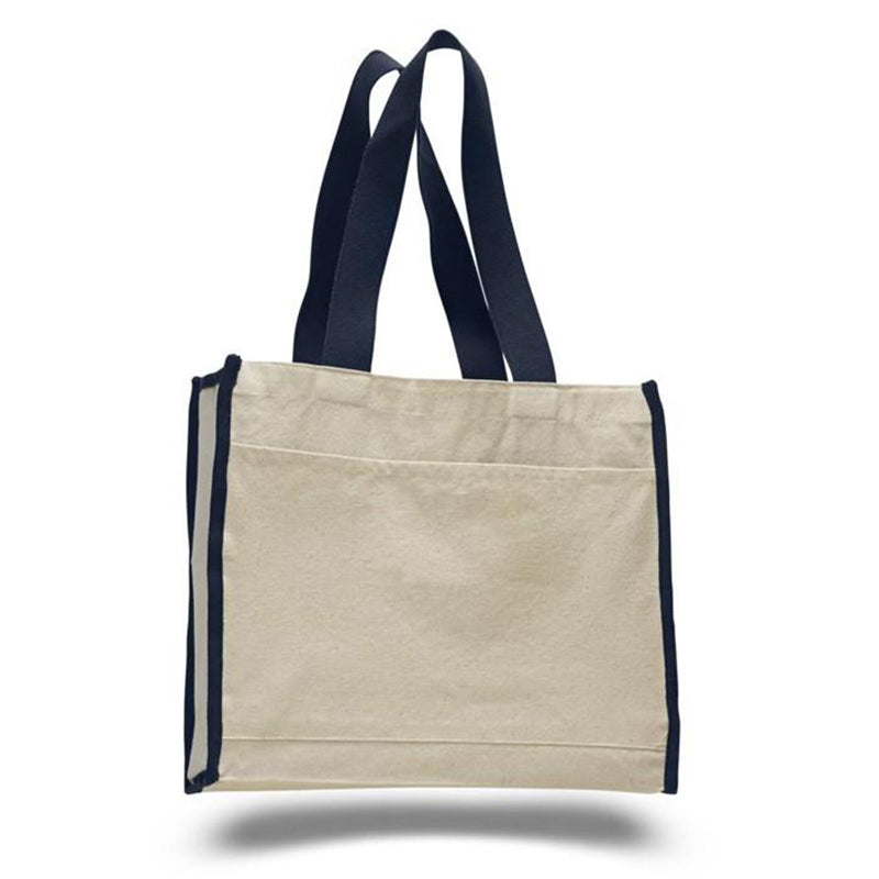 Wholesale Canvas Tote Bags with Gusset and Front Pocket