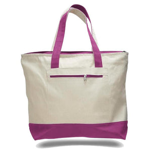 All Cotton Heavy Duty Classic Two Tone Canvas Tote with Zippered Pocket Available at Wholesale for Just $3.99 Each.