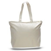 Big All Cotton Canvas Tote with Zippered Closure, an Ideal Canvas Bag and Travel Case, Available at Wholesale Prices! Just $3,89 Each. 
