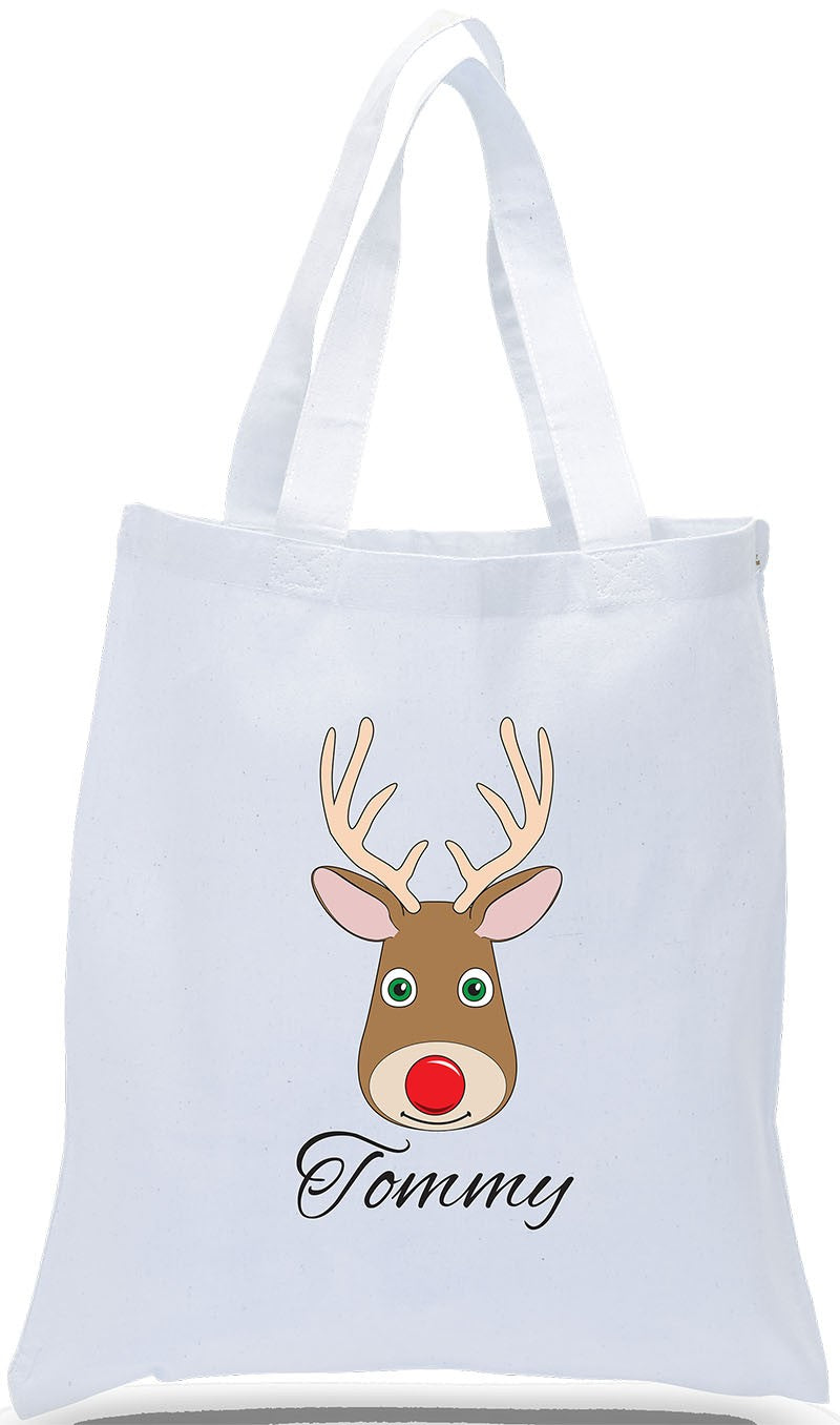 Christmas Gift Tote Bag Made of 100% Cotton For Kids! Personalized with Their First Name Just $3.99 Each.