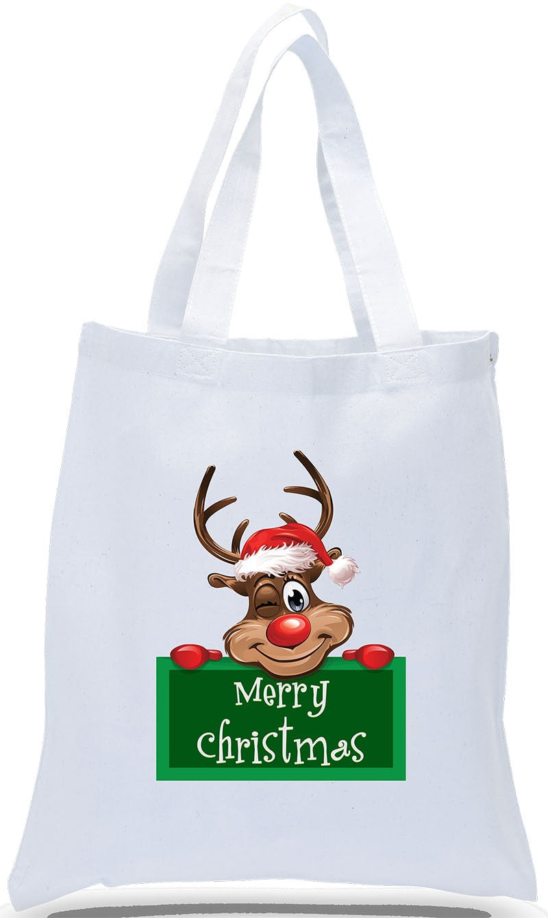 Rudolph Sign Merry Christmas Tote