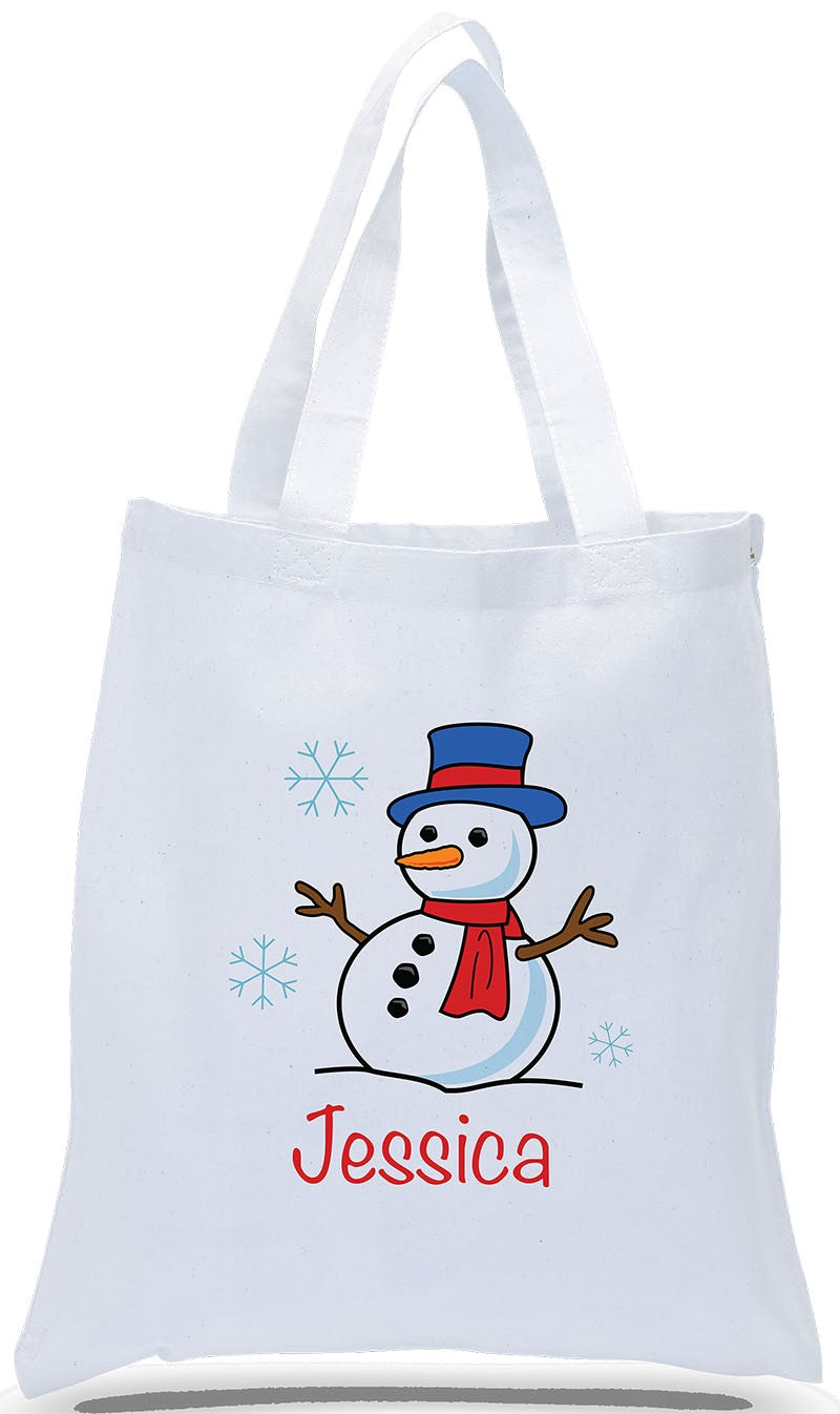 All Cotton White Canvas Christmas Gift Tote Bag Personalized with First Name, Great for Kids of All Ages! Just $3.99 Each.