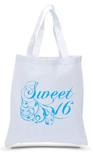 All Cotton White Canvas Sweet Sixteen Birthday Gift Tote Bag Just. $3.99 Each.