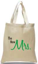 Classic "The New Mrs. ...." On An All Cotton Natural Color Canvas Tote Just $3.99 Each.
