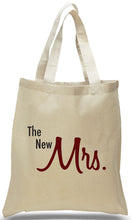 Classic "The New Mrs. ...." On An All Cotton Natural Color Canvas Tote Just $3.99 Each.