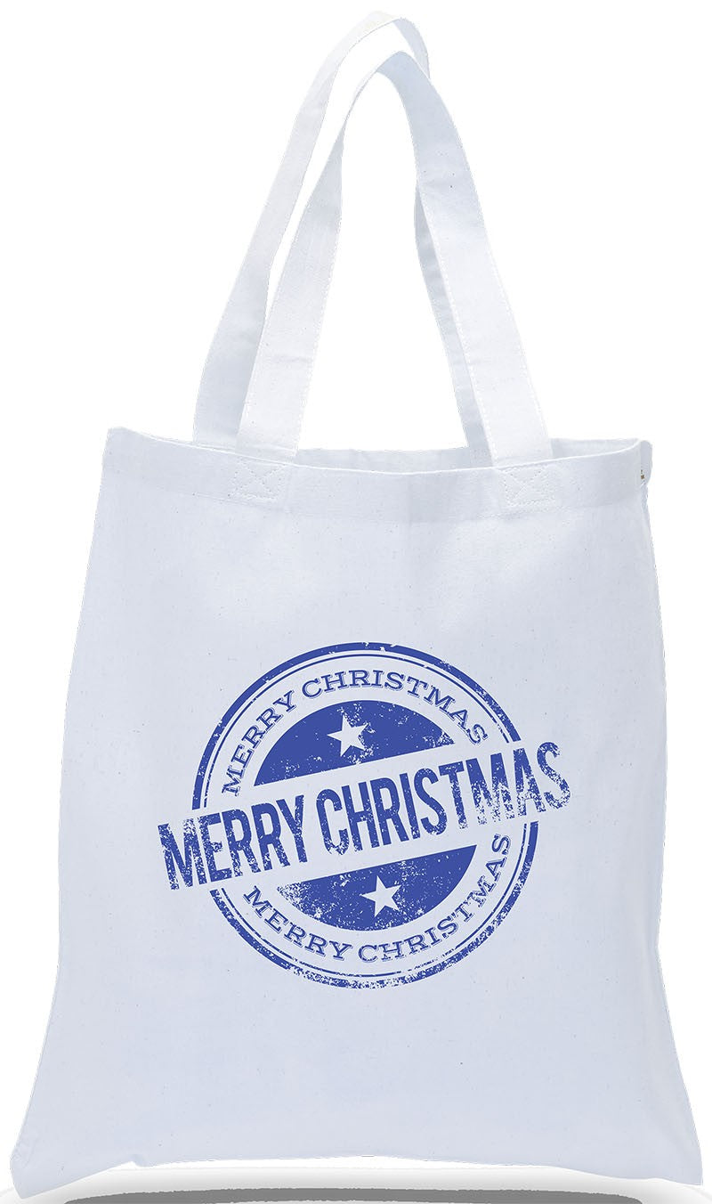 Classic Contemporary Design on All Cotton Canvas Tote with Merry Christmas Makes a Great Christmas Gift Tote, Available at Discount! Just $3.99 Each.