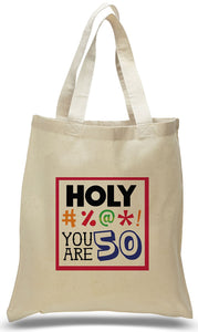 Happy 50th Birthday Gift Tote Bag Made of 100% Cotton Canvas Just $3.99.